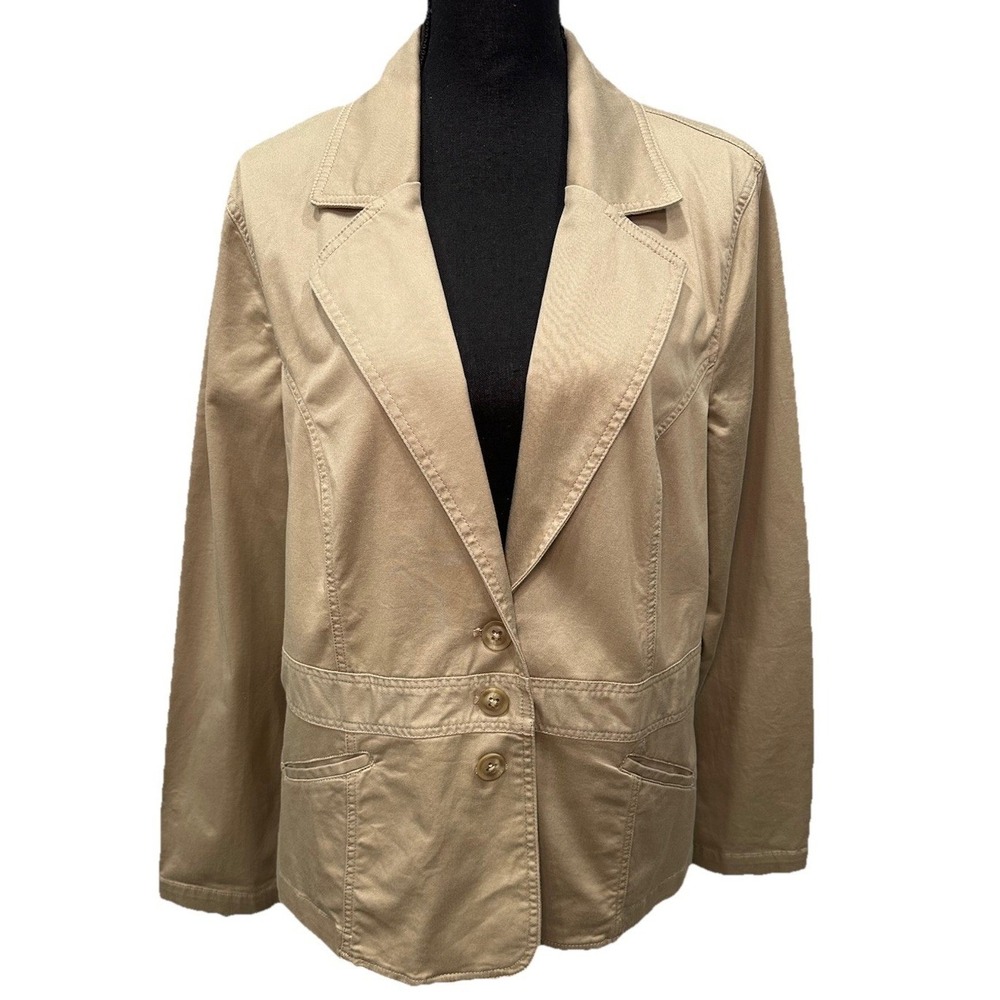 Sonoma Life Style Blazer Women's Size XL Tan Business Casual Long Sleeve Pockets